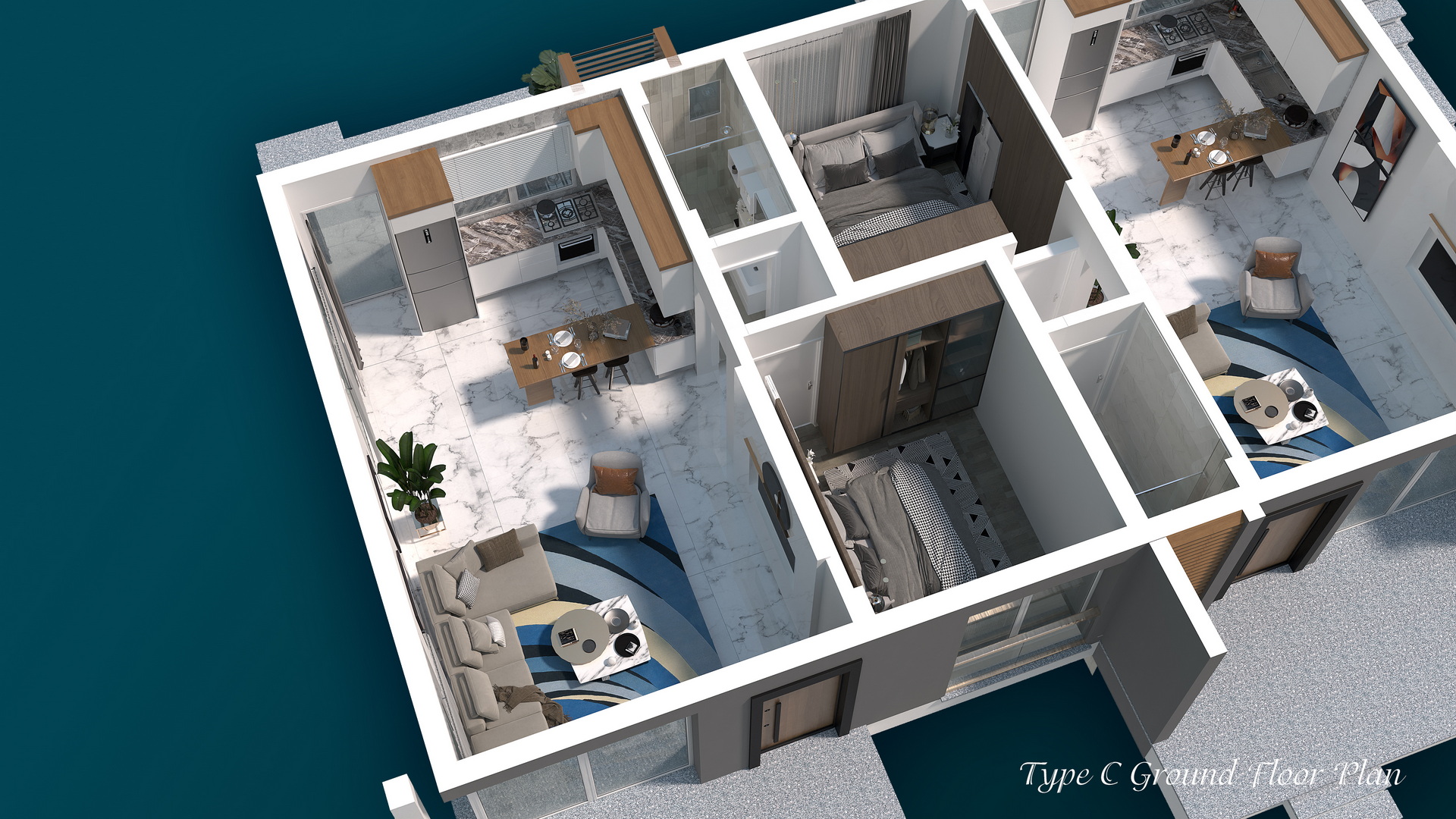 Four Seasons Life 2 1+1 Apartment Ground Floor plan Sea Storm 2